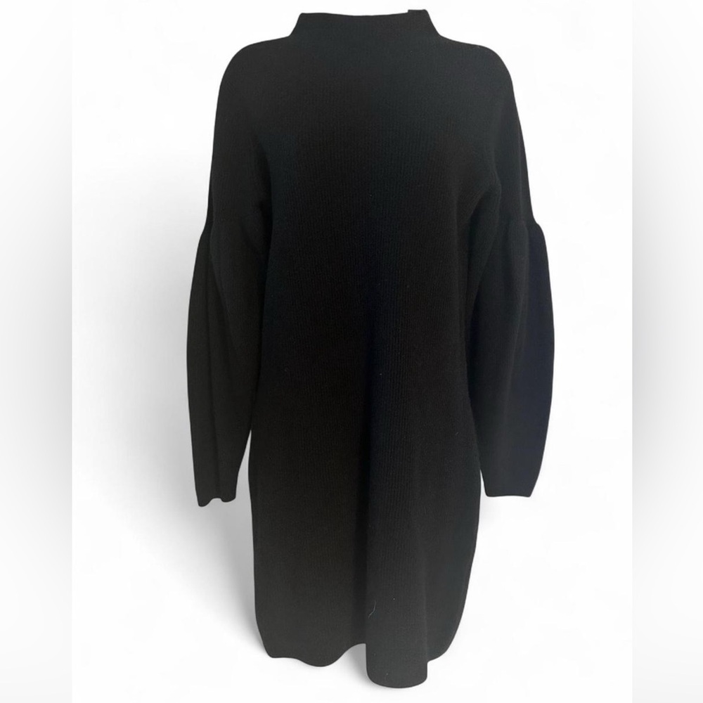 NAADAM Black Cashmere Tunic Dress with Pleated Sleeves